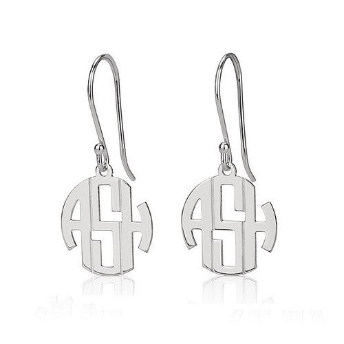 Mini Block Monogram Earrings