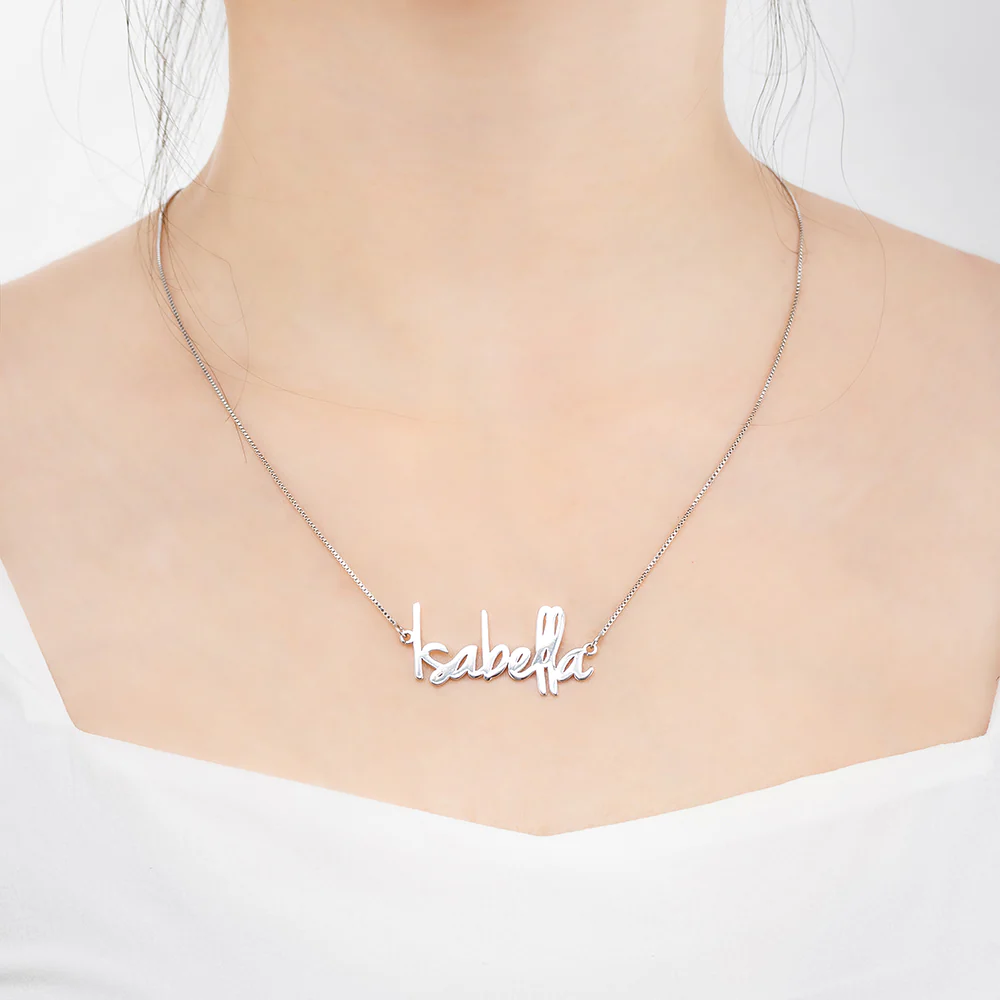 Personalised Thick Script Name Necklace