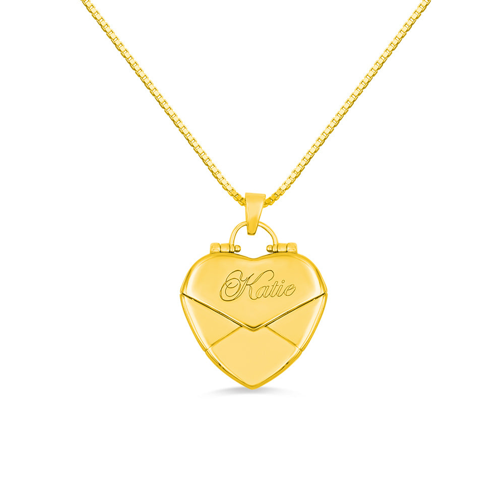 Personalised Love Note Envelope Heart Locket Necklace