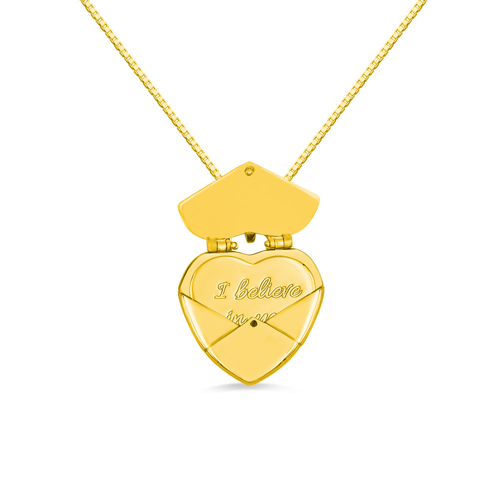 Personalised Love Note Envelope Heart Locket Necklace