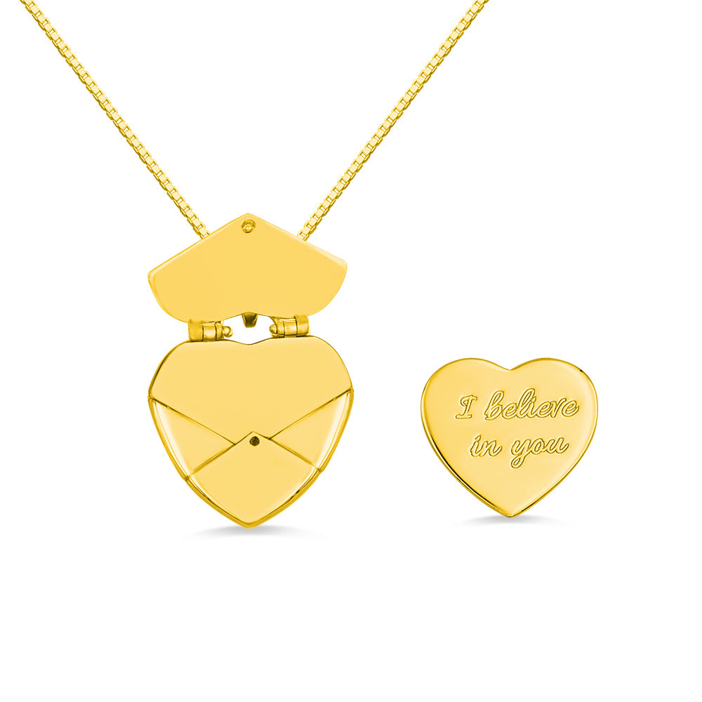 Personalised Love Note Envelope Heart Locket Necklace