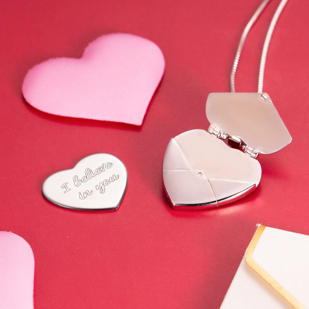 Personalised Love Note Envelope Heart Locket Necklace