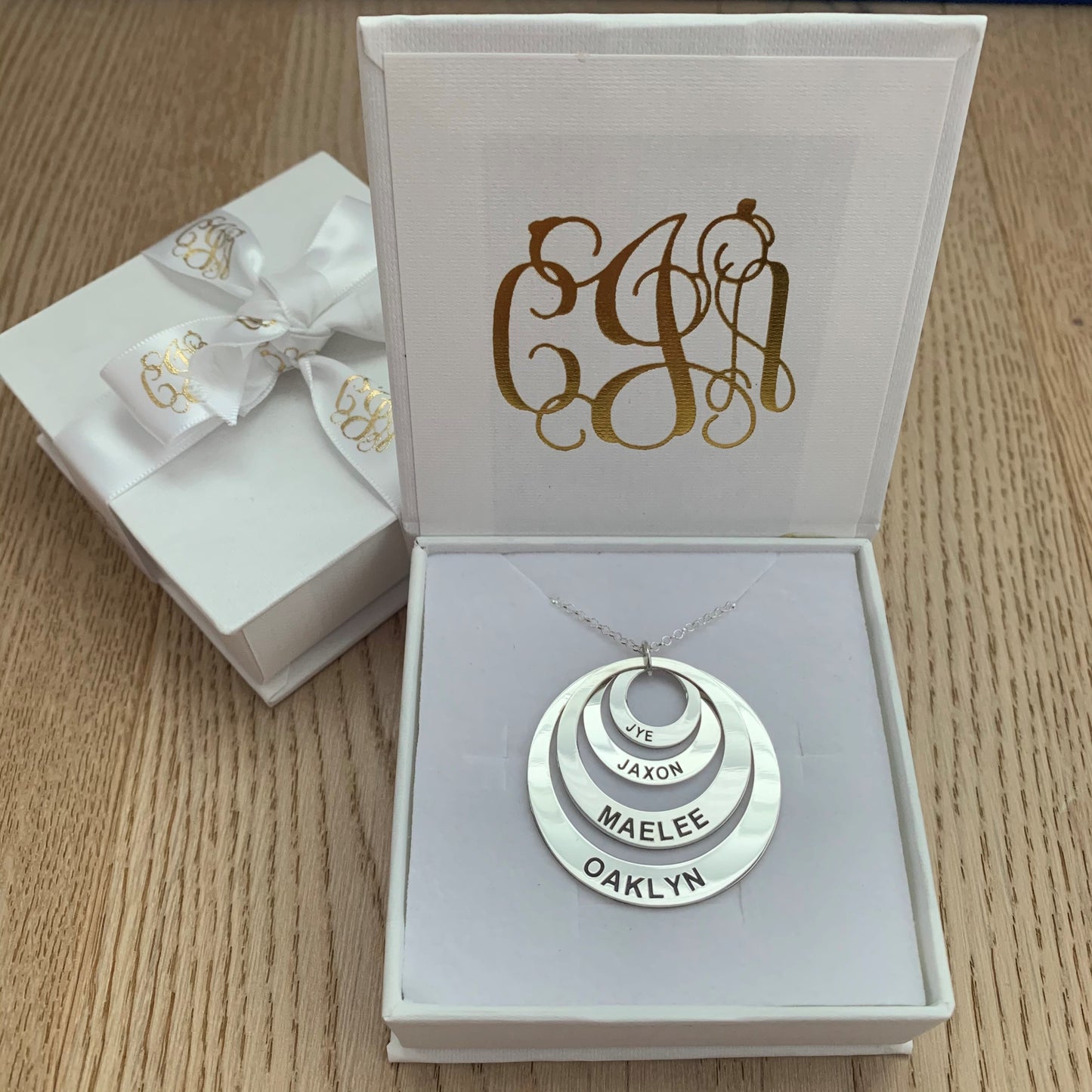 Personalised Family Stacked Rings Necklace