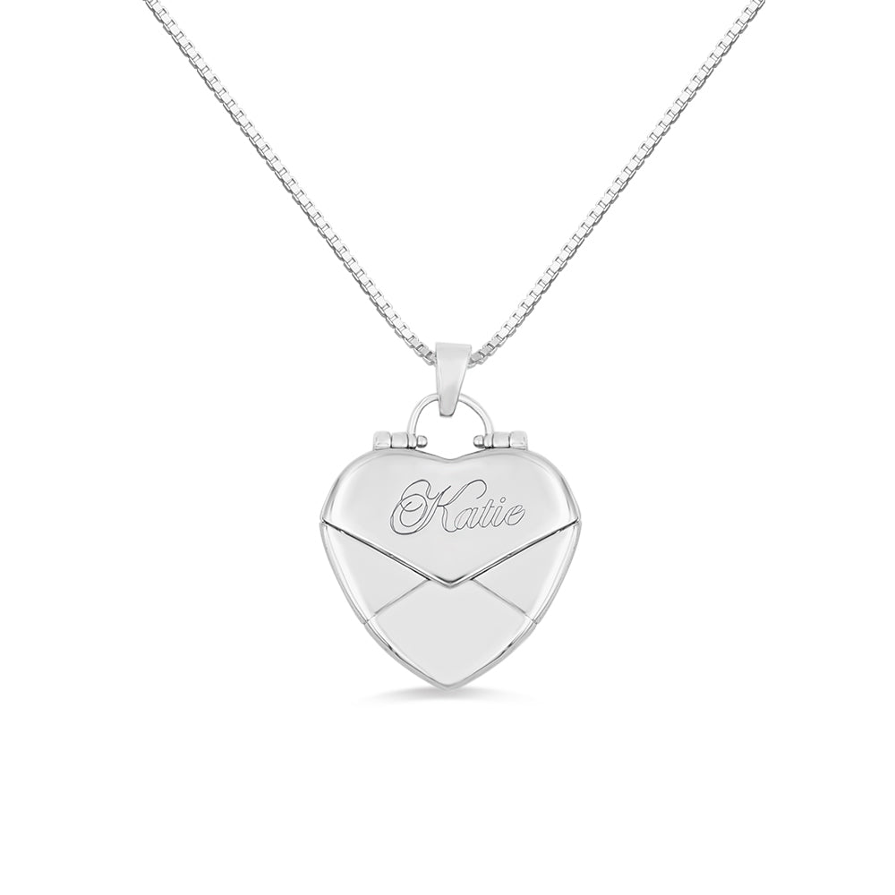 Personalised Love Note Envelope Heart Locket Necklace