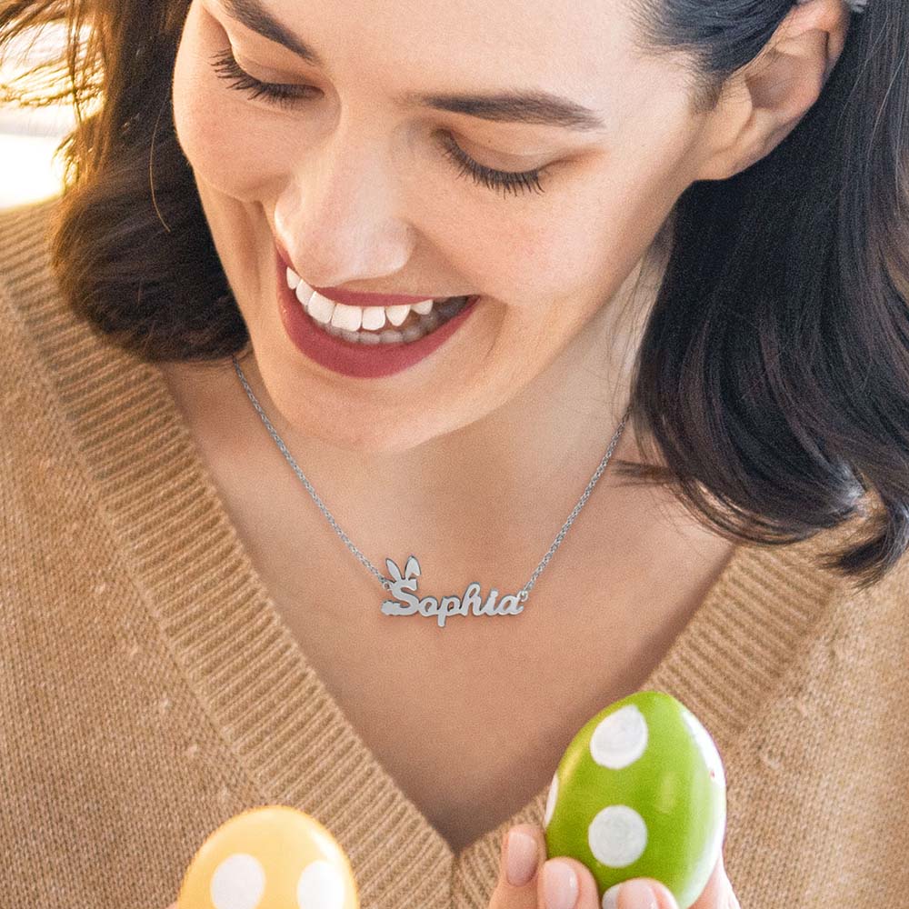 Personalised Easter Bunny Name Necklace