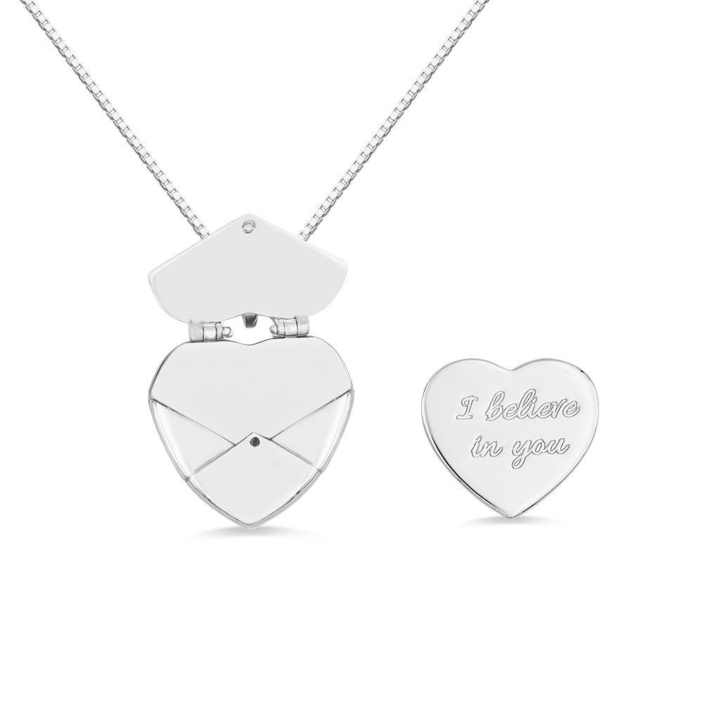 Personalised Love Note Envelope Heart Locket Necklace