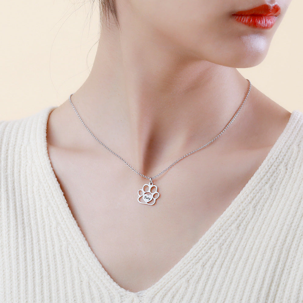 Dog Paw Personalised Name Necklace