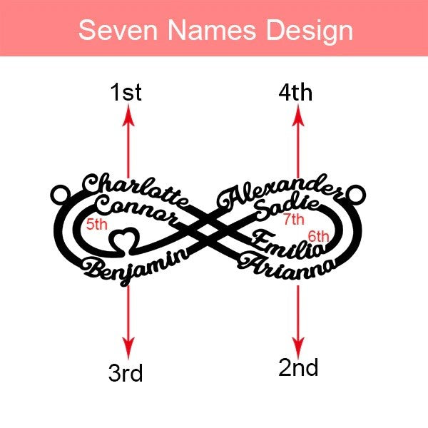 Infinity Personalised Necklace with 7 Names