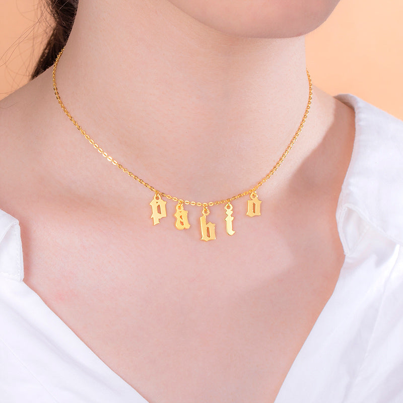 Personalised Old English Initials Necklace