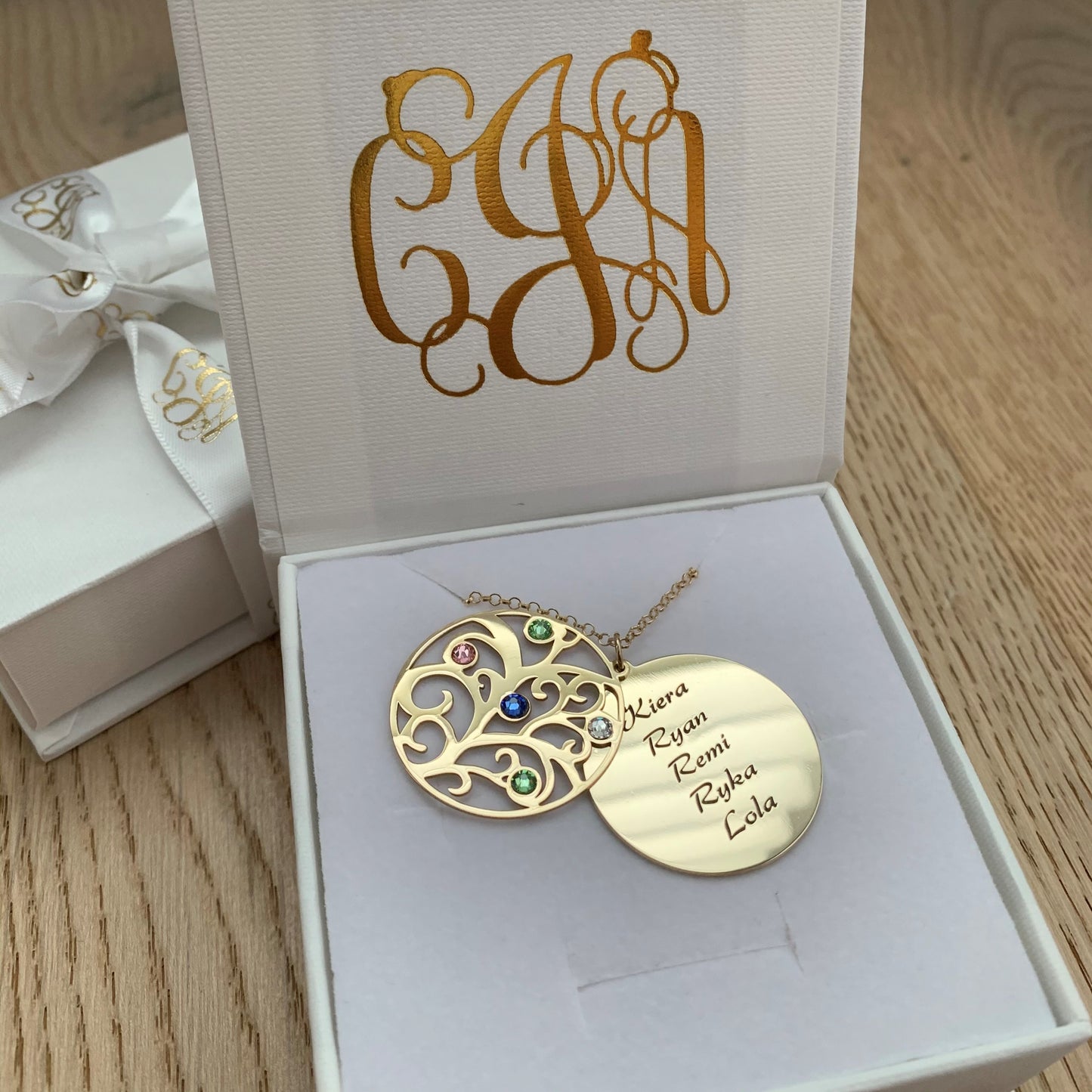 Double Layer Family Tree Personalised Necklace