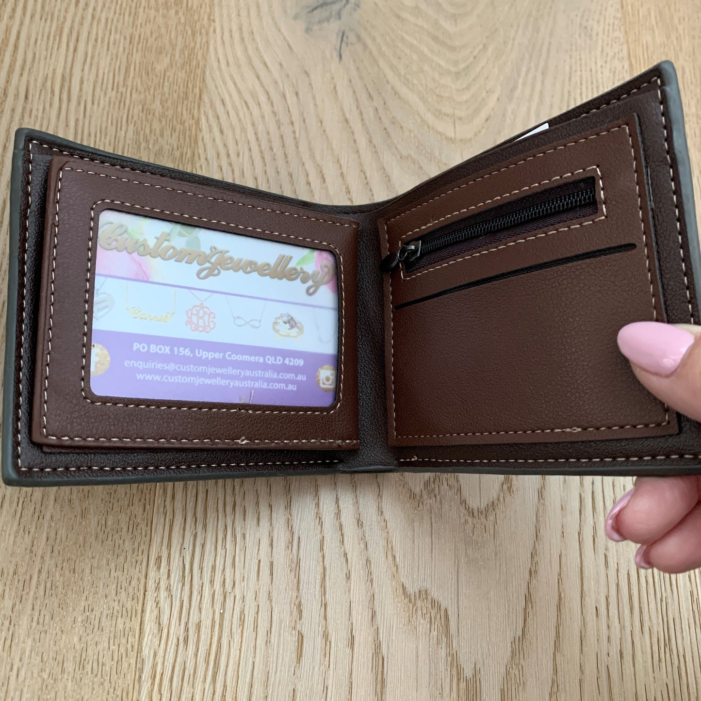 Men's Personalised Photo Engraved Dark Grey Wallet