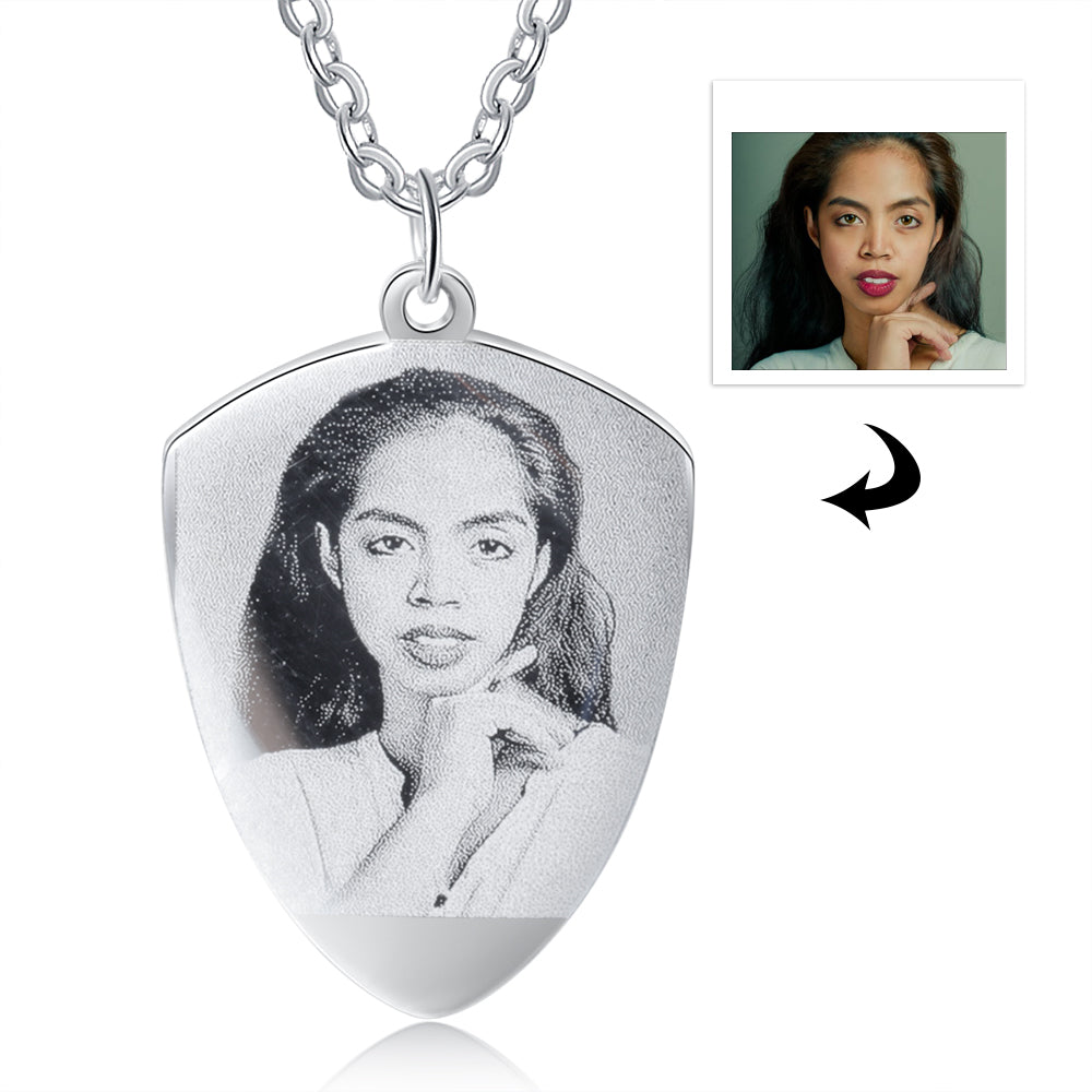 Stainless Steel Personalised B&W Photo Necklace
