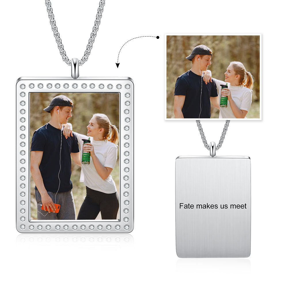 Stainless Steel Personalised Photo Rectangle Necklace