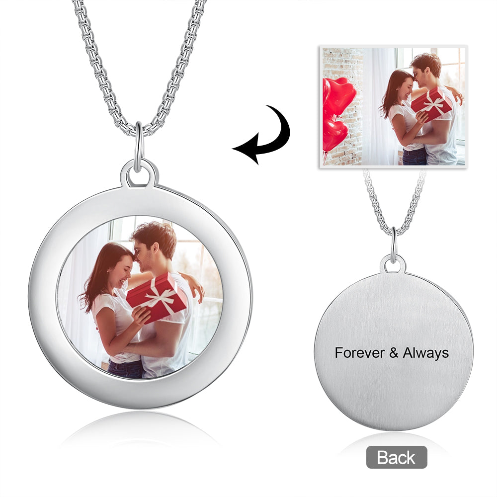 Stainless Steel Personalised Photo Circle Necklace