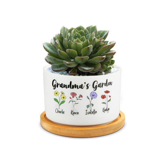 Small Personalised Mother's Day Ceramic Birth Flower Pot Planter