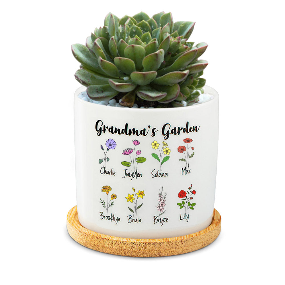 Large Personalised Mother's Day Ceramic Birth Flower Pot Planter
