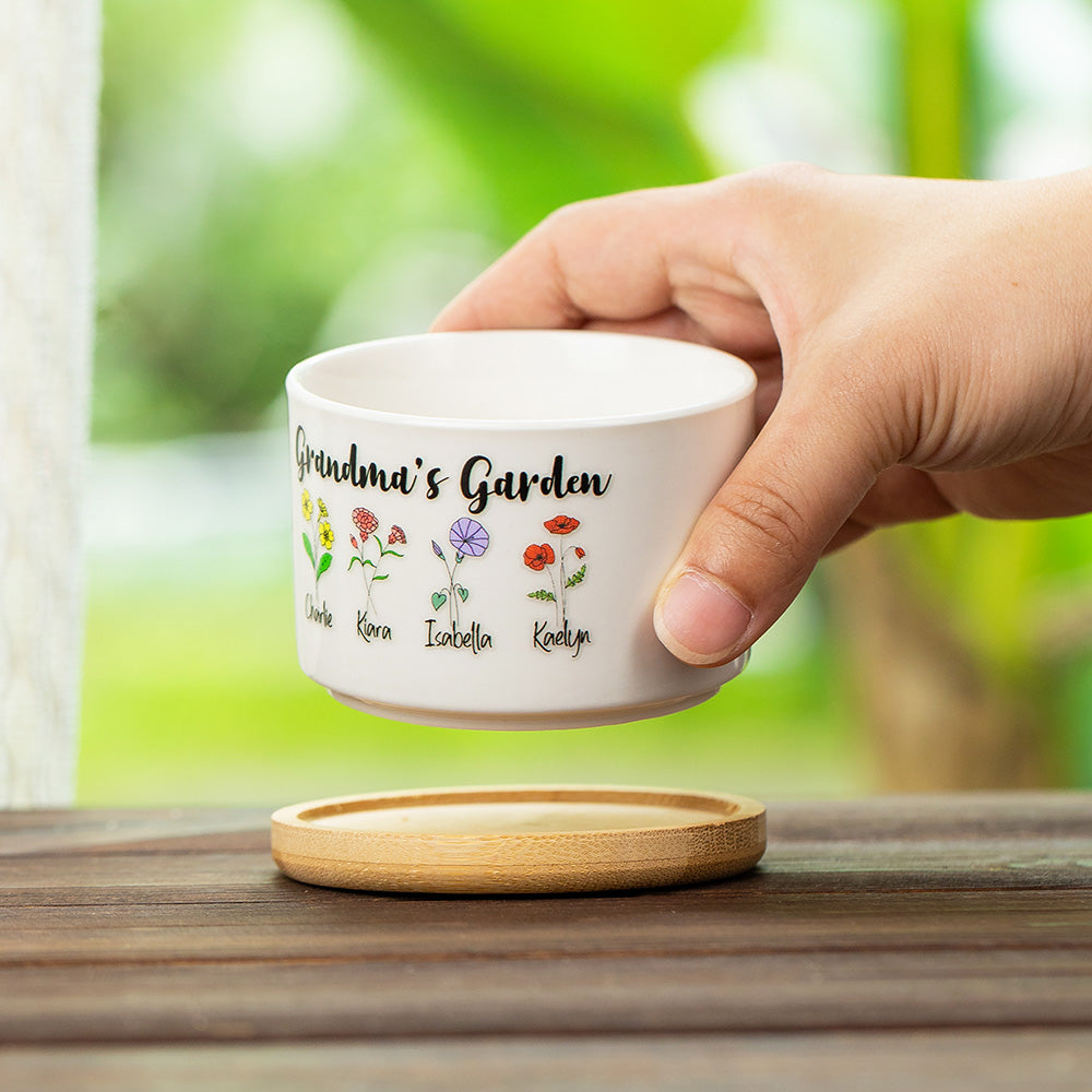 Large Personalised Mother's Day Ceramic Birth Flower Pot Planter