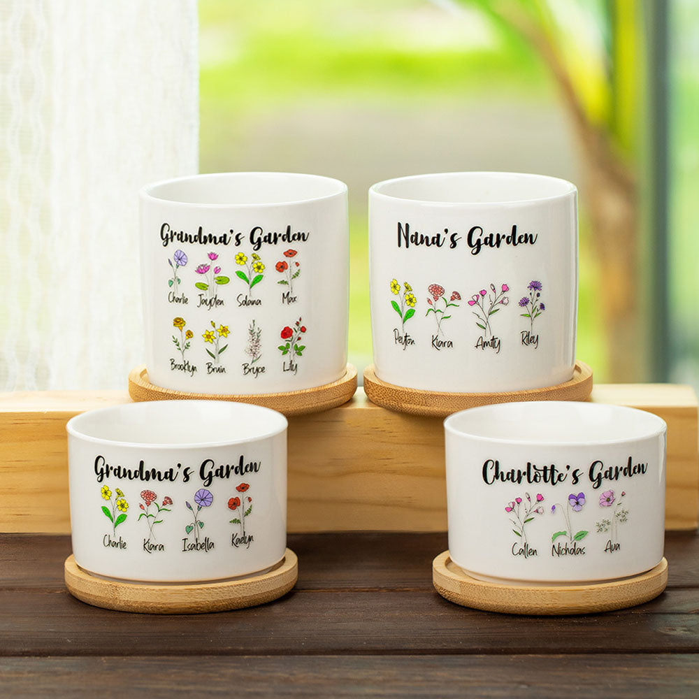 Large Personalised Mother's Day Ceramic Birth Flower Pot Planter