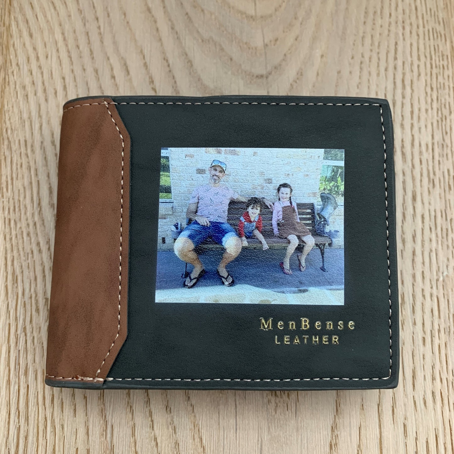 Men's Personalised Photo Engraved Dark Grey Wallet