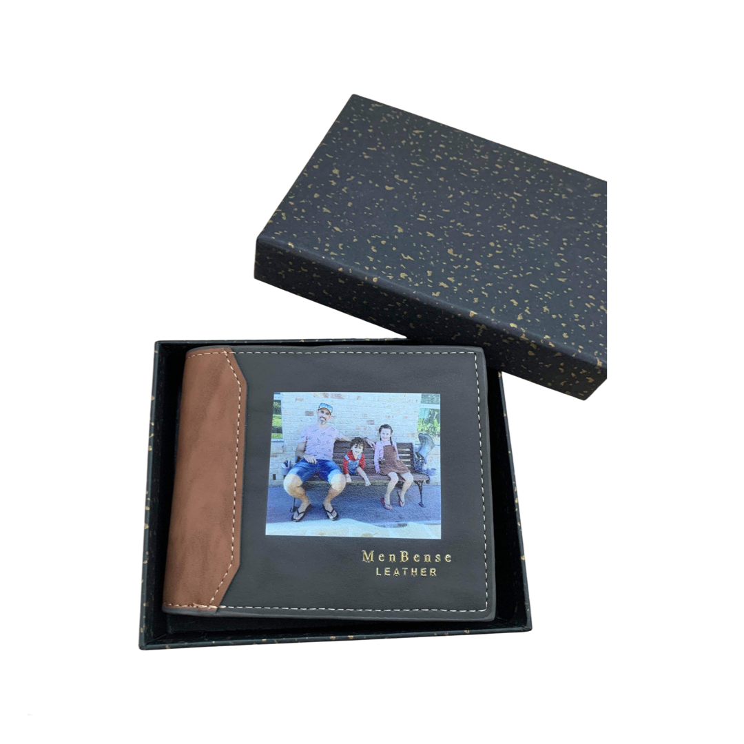 Men's Personalised Photo Engraved Dark Grey Wallet