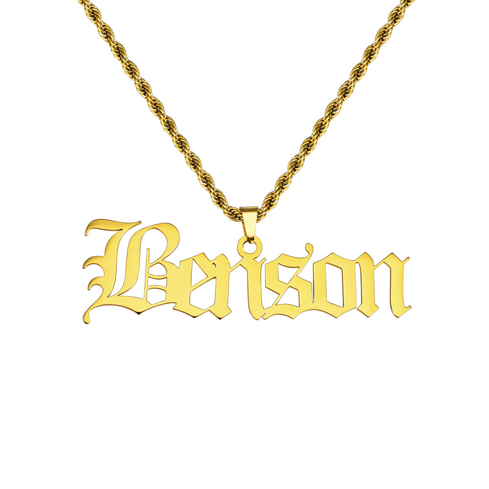 Personalised Large Old English Name Necklace for Men