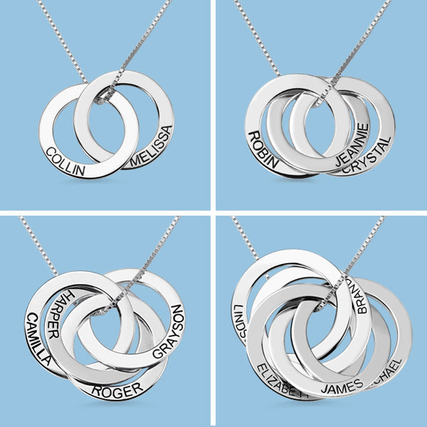 Personalised 4 store ring necklace