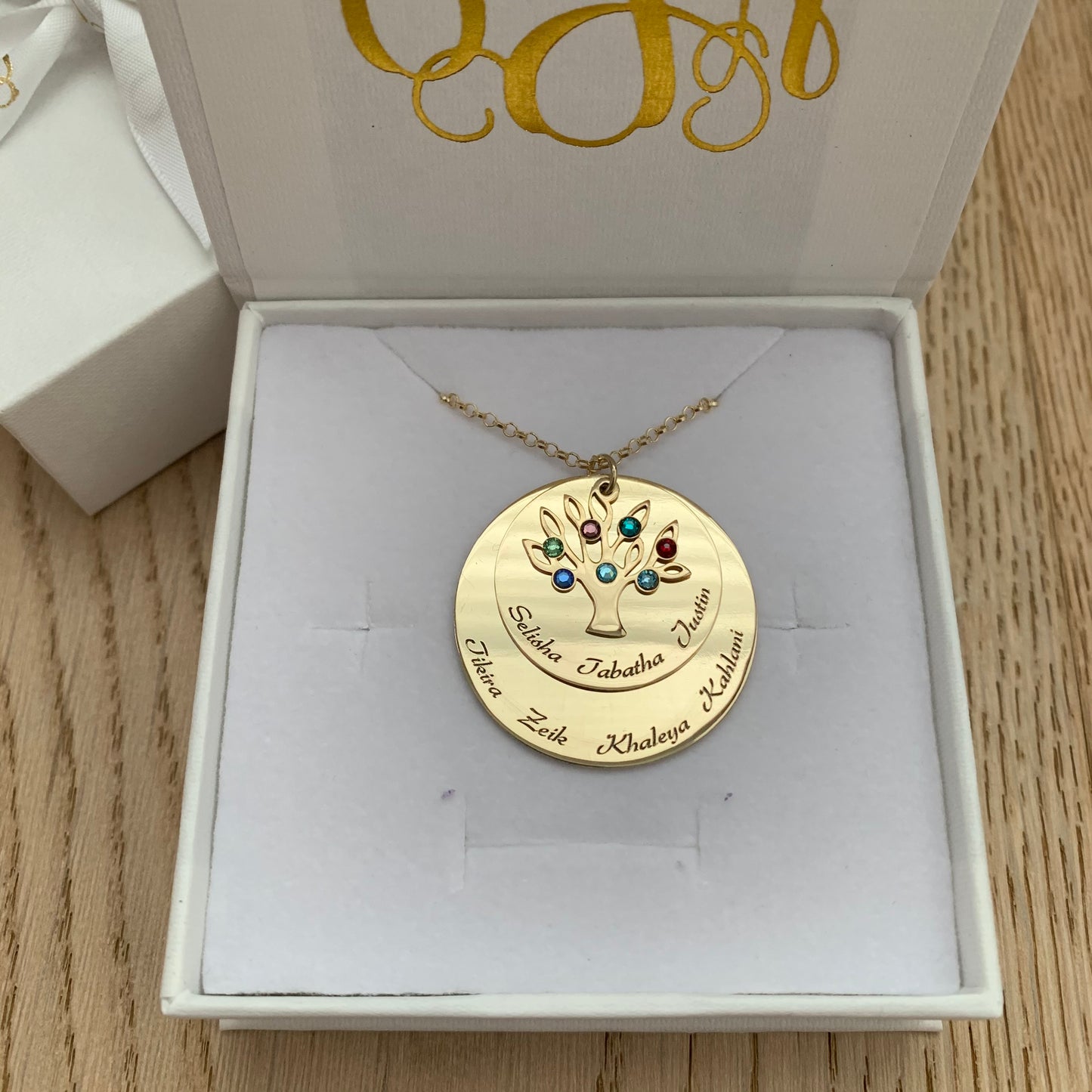 Family Tree Discs Personalised Necklace