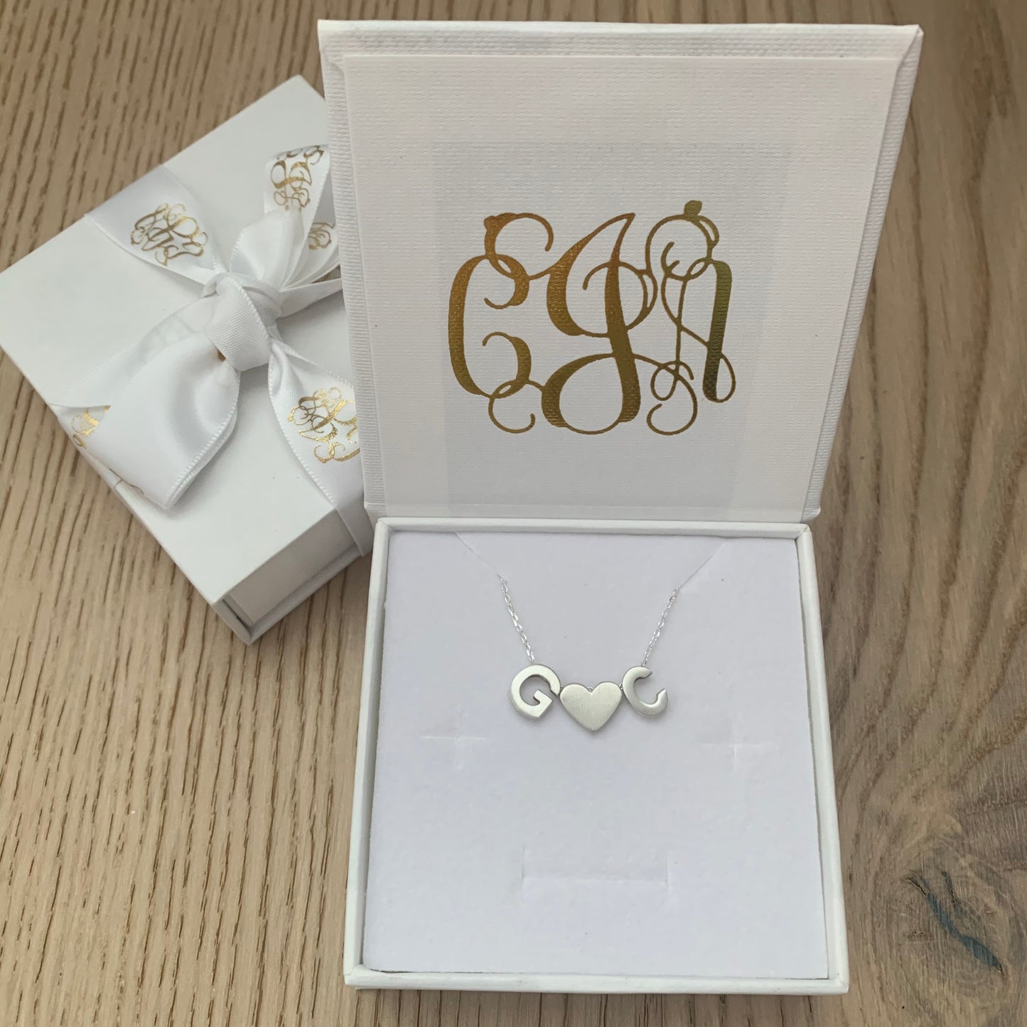 Personalised Matt Finish Initials & Heart Necklace