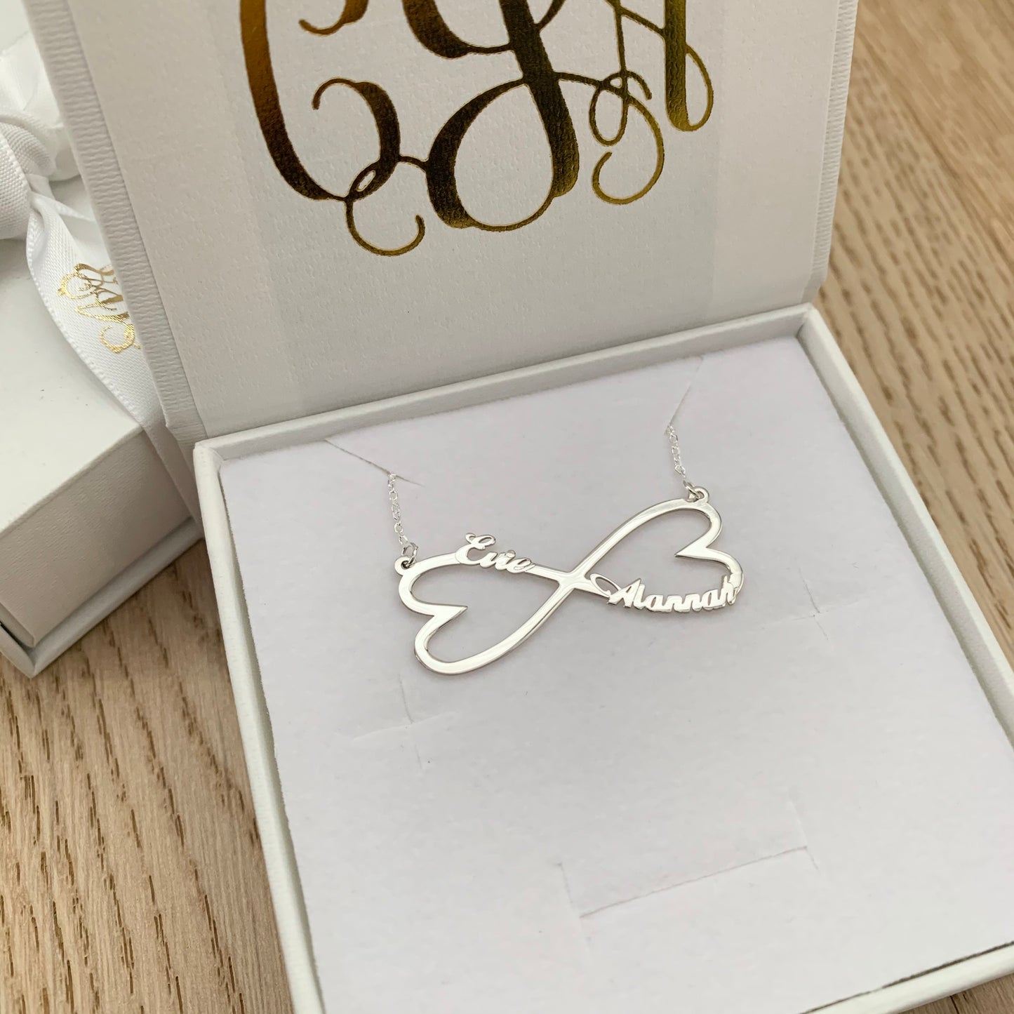 Infinity Hearts Personalised Name Necklace