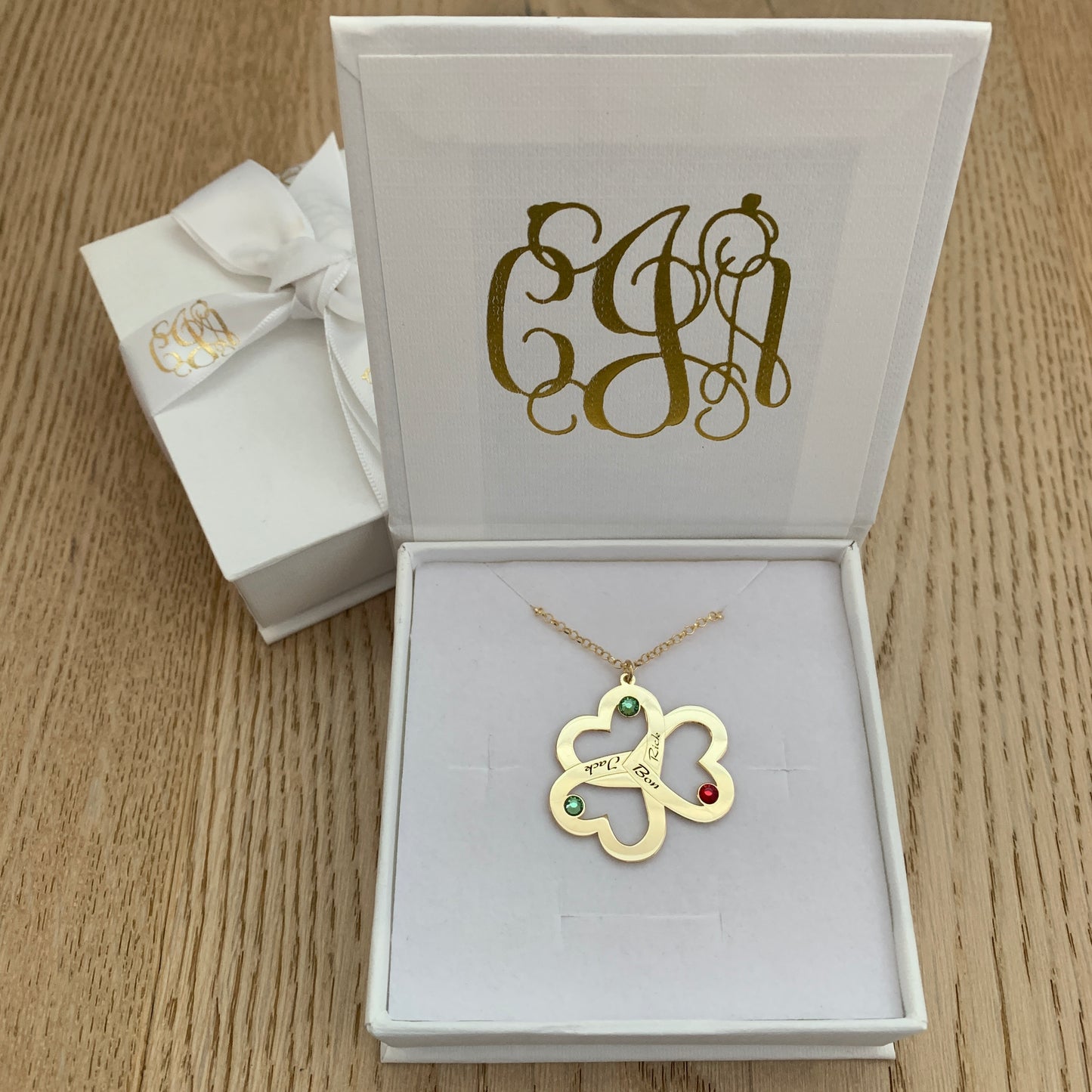 3 Hearts Clover Personalised Necklace