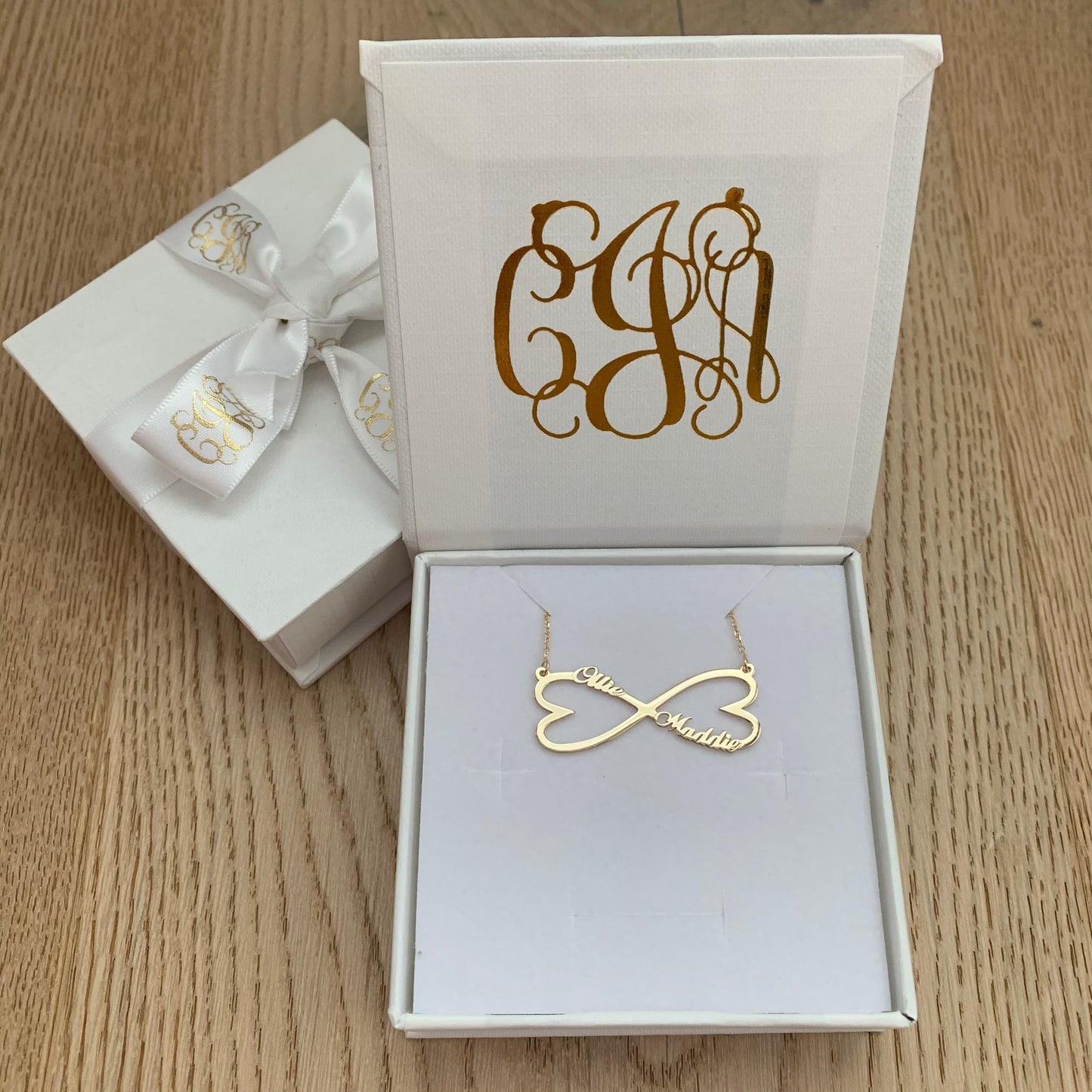 Infinity Hearts Personalised Name Necklace