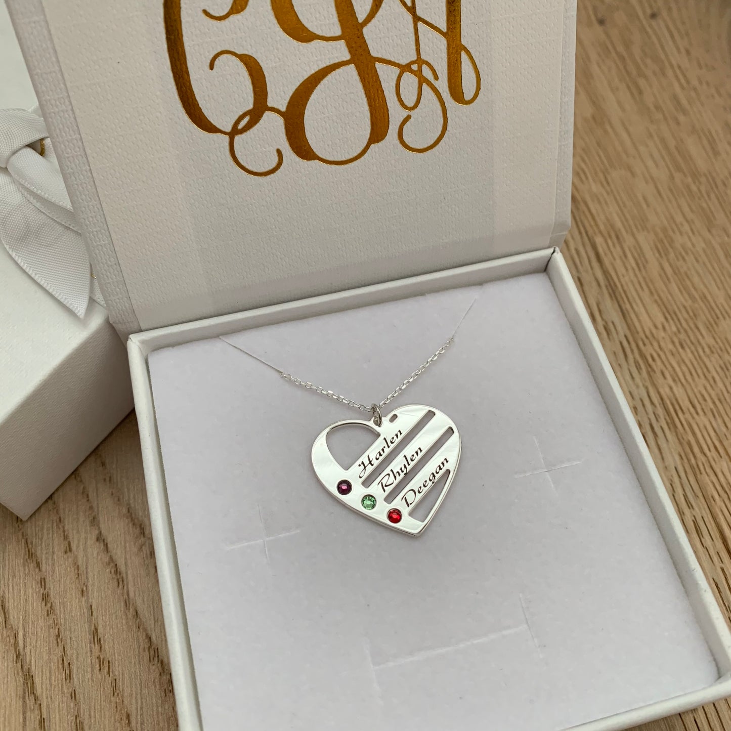 Family Heart Personalised Necklace- 3 Names