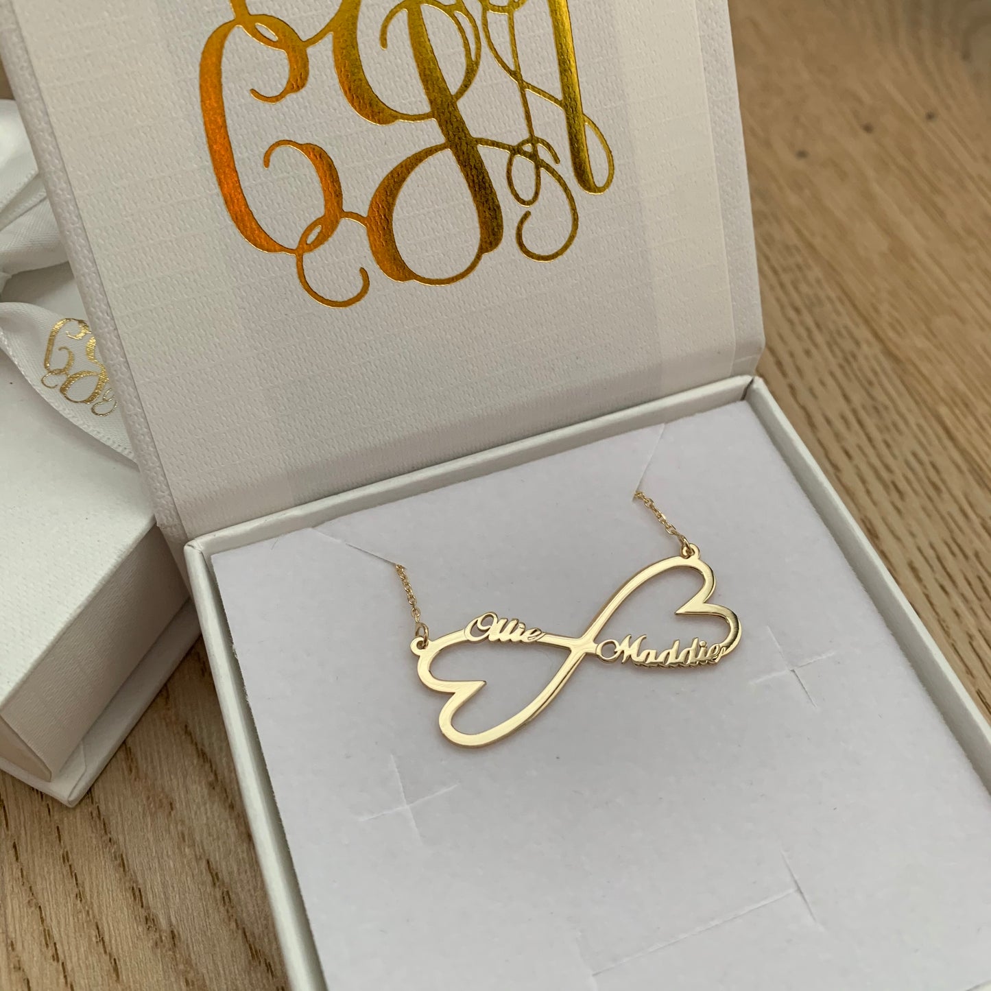 Infinity Hearts Personalised Name Necklace