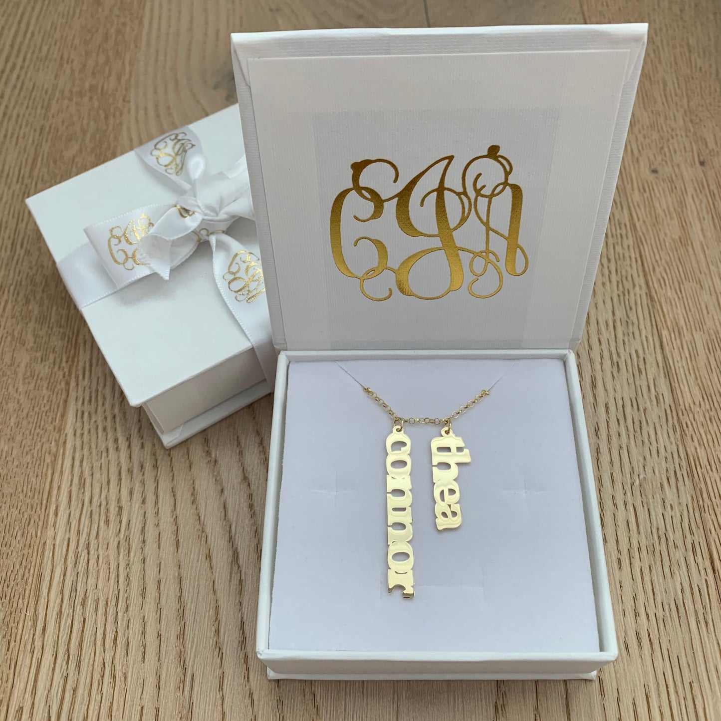 Personalised Vertical Two Names Necklace