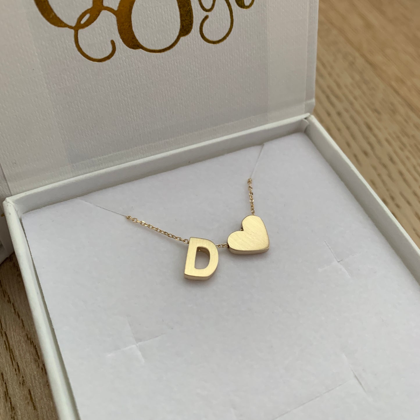 Matt Finish Initial Heart Personalised Necklace