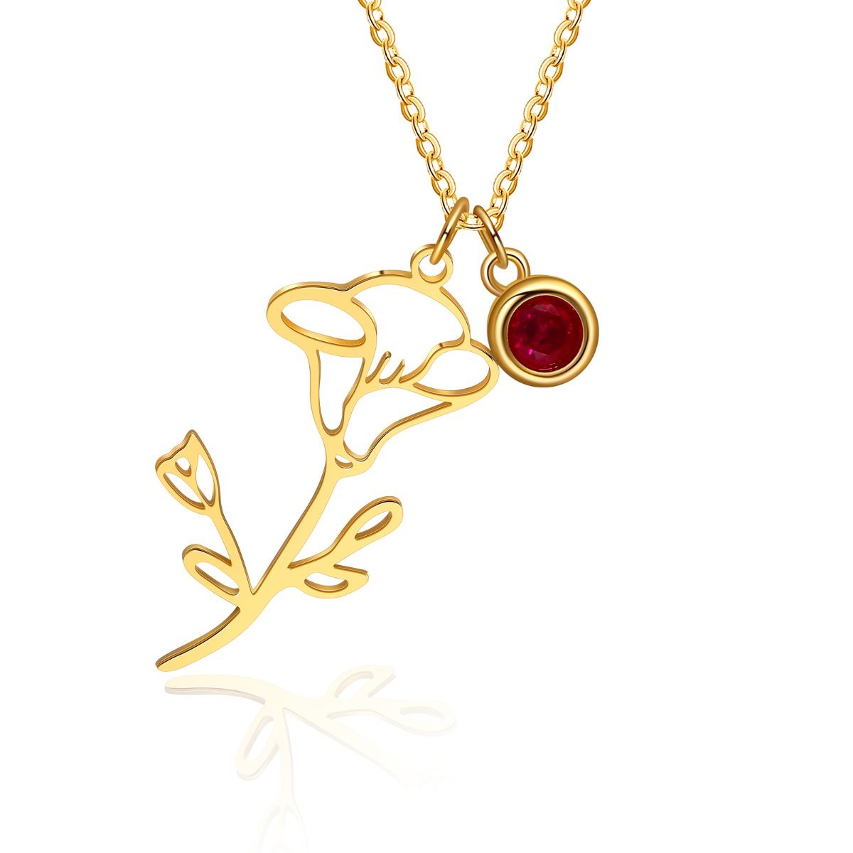 Personalised Birth Flower & Birthstone Necklace
