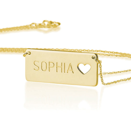 Personalised Large Bar Heart Necklace