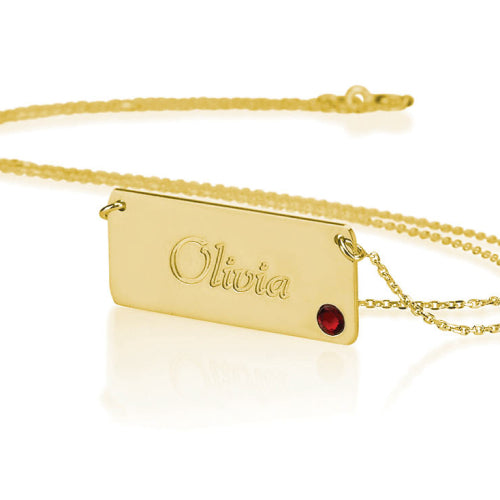 Personalised Bar Necklace with Birthstone