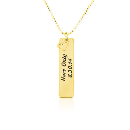 Personalised Vertical Bar Necklace with Heart Charm