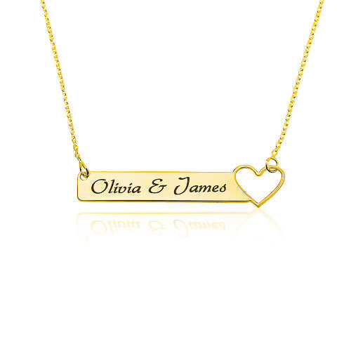 Personalised Bar Heart Necklace