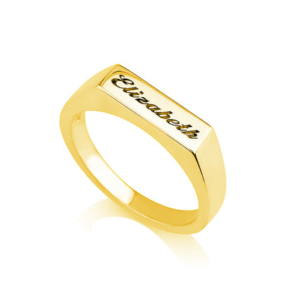 Personalised Name Rectangular Engraved Ring