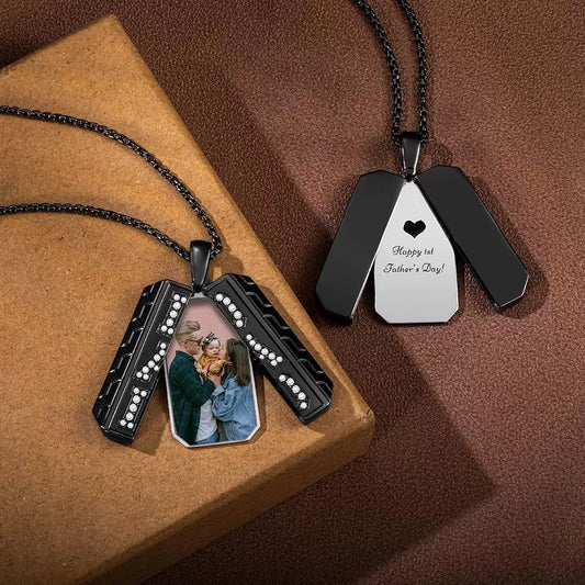 Dad Photo Locket Necklace with Birthstone