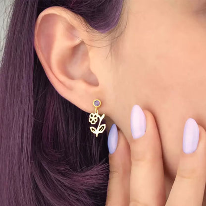 Birth Flower Birthstone Earrings