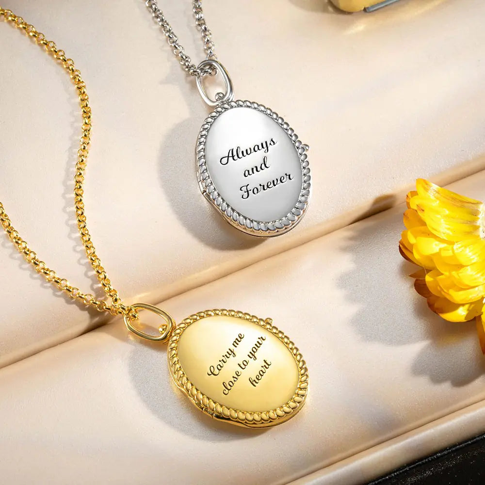 Personalised Oval Photo Locket Necklace