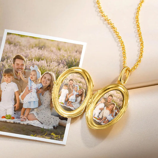 Personalised Oval Photo Locket Necklace