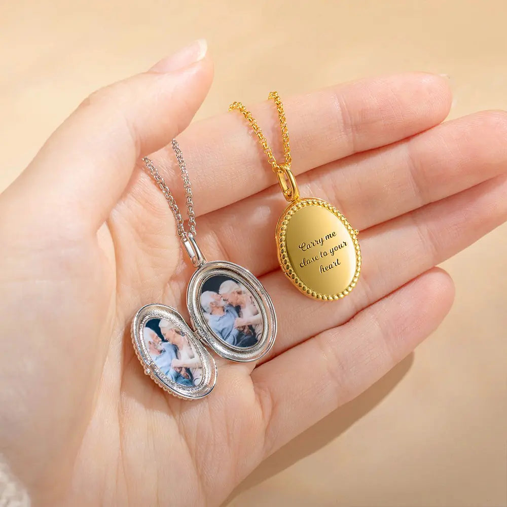 Personalised Oval Photo Locket Necklace