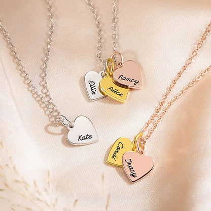 Mixed Metal Heart Charms Personalised Necklace