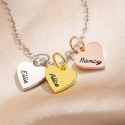 Mixed Metal Heart Charms Personalised Necklace