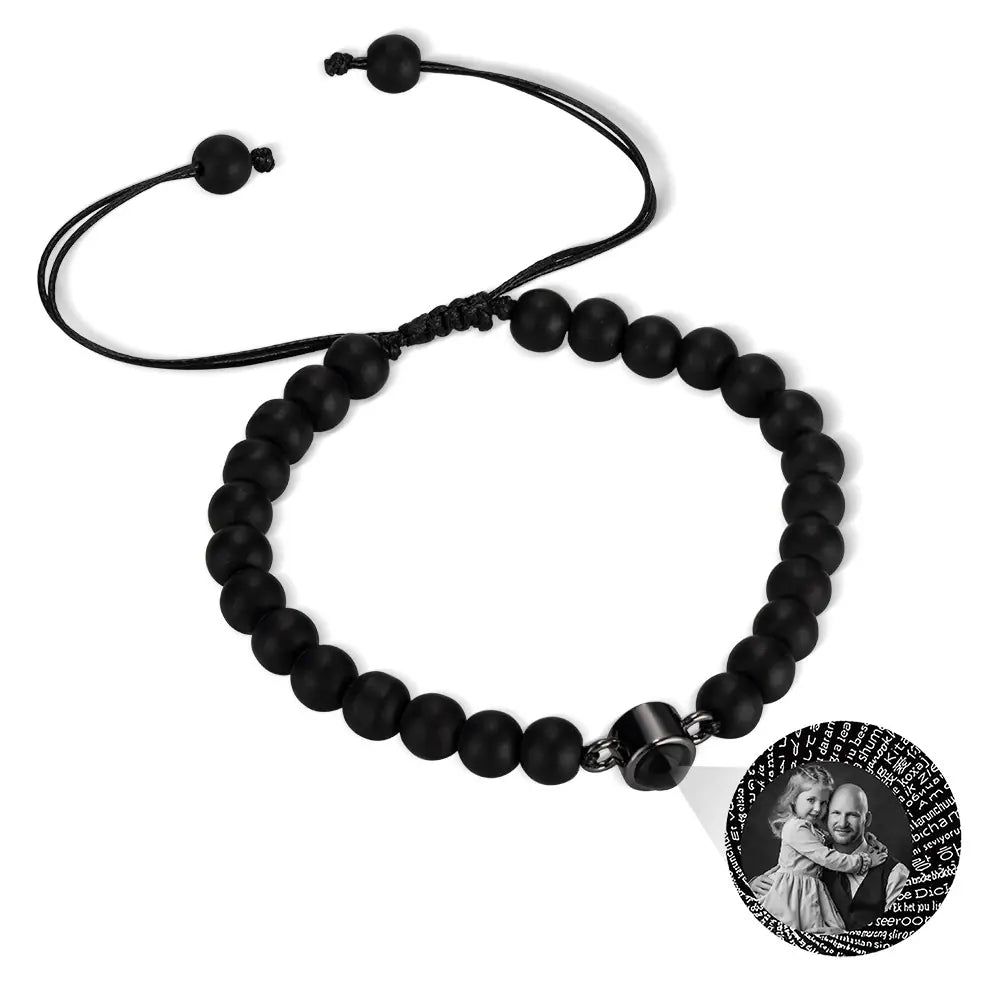 Custom Photo Projection Tigers Eye Gallstone Bracelet