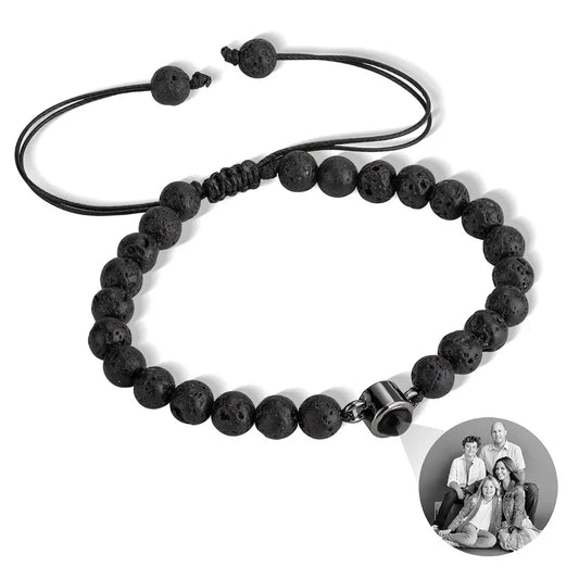 Custom Photo Projection Tigers Eye Gallstone Bracelet